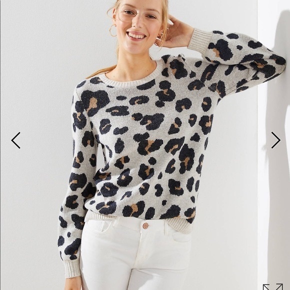 LOFT Leopard Crewneck Sweater - Picture 3 of 8